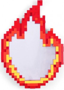 Specchi da parete pixel art Seletti  Design Roberto Bruno Cuore dimensioni : cm 55,5 x 51,5 x 4 Fiamma Dimensioni: cm 49,5 x 70,5 x 4